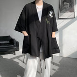 Aidase Mens Panda Embroidered Chinese Style Short Sleeve Cloak Genderless 2024 New Fashion Temperament Versatile Trend Jacket Unisex aidase-shop