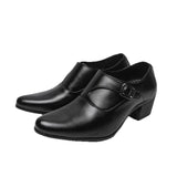 AIDASE  -  Men's High Heel Leather Shoes 5cm Pointed Toe Business Formal Shoes Trendy Hairstylist Style Casual round Toe Leather Shoes aidase-shop