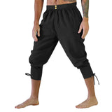 AIDASE  -  Men'S Wide Loose Casual Pants Mens Retro Solid Color Pants Ankle Strap Pants Medieval Quick Drying Pants Men Clothing Hombre aidase-shop