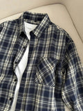 AIDASE  -  American Retro Plaid Long Sve irt Men Summer High Sensation Haome Inner Wear Cleanfit Sun Protection Coat aidase-shop
