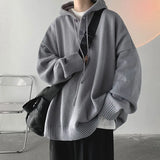Aidase Men Pullover Hoodie Korean Style Classic Solid Color Casual Hoodies Oversized Loose Hooded Knitwear Mens Knitted Pullovers