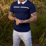 AIDASE  -  Fashion Lapel Zipper Spliced Korean Short Sleeve T-Shirt Mens Clothing Summer New Slim Casual Tops All-match Tee Shirt aidase-shop