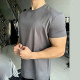 AIDASE  -  Muscle-Building Boxy ort-Sve T-irt for Men American Sle Small Collar Fitn Decosition f Sve aidase-shop