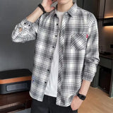 Aidase Spring Plaid Shirt Men Fashion Retro Casual Shirt For Men Clothing Harajuku High Quality Long Sleeve Male Fashion Tops aidase-shop