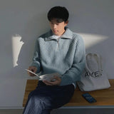 AIDASE  -  New Fashion Men's Solid Color Casual Trendy Turtleneck Long Sleeve Simple Basic Loose Knitted Sweater Pullovers Male Clothes Top aidase-shop