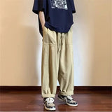 AIDASE  -  Trendy Hong Kong Style Youth Casual Pants Spring Summer Solid Color Ins Slim Fit Middle Waist Bell Bottoms Straight Leg Pants Fo aidase-shop