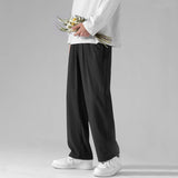 AIDASE  -  Men's Black Ice Silk Wide Leg Pants Thin Man Comfortable Quick Drying Pants Summer Loose Casual Streetwear Loose Trouser Pants aidase-shop