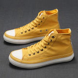 AIDASE  -  New Retro Unisex Canvas Shoes High Top Lace Up Women Men Middle Cut Sneakers Fresh Solid Colors Students Casual Shoes aidase-shop