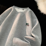 Graphic Print Waffle Sweatshirt For Men College Style Oversized Long Sleeve Pullovers Man Women Unisex Casual Sweatshirts