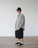 AIDASE  -  Unisex Casual Striped Relaxed-Fit Long Sleeve Shirt in Soft Sage, Classic Blue & Timeless Charcoal aidase-shop
