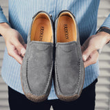 AIDASE  -  Square-toe Loafers Non-slip Outdoor Moccasins Driving Shoes Daily Commute Men Casual Shoes Suede Leather Men Wedding Shoes aidase-shop