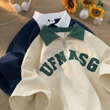 Aidase Trendy hip-hop men and women American Polo shirts half zippered short sleeved couple retro student street casual T-shirt top