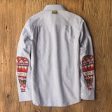 AIDASE  -  Sleeve Patch Washed Grain Woven Cotton Long Sleeve Shirt Men's Daily Tooling Retro Trend Youth Thin Coat aidase-shop