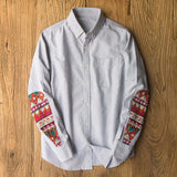AIDASE  -  Sleeve Patch Washed Grain Woven Cotton Long Sleeve Shirt Men's Daily Tooling Retro Trend Youth Thin Coat aidase-shop