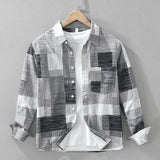 AIDASE  -  Men's 100% Cotton Casual Shirt Japan Style Good Quality Vintage Printing Long Sleeve Loose Casual Lapel Blouse Versatile Tops aidase-shop