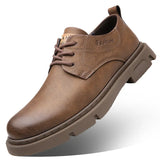 Aidase Cow Leather Autumn Platform Shoes for Men Fashion Casual New Designer Derby Shoes Male Low Top Work Ankle Boots Men aidase-shop