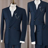 AIDASE  -  Men's Suit 2 Pieces Blazer Pants Pinstripe Single Breasted Sheer Lapel Business Slim Fit Formal Wedding Groom Costume Homm aidase-shop