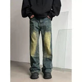 AIDASE  -  Retro American High Street Distred Denim Jeans Men Loose Micro Flared Drapey Clean Fit Slim Long Pants Youth Faion aidase-shop