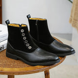 AIDASE  -  Luxury Men Business Chelsea Boots PU Side Zipper Buckle Boots British Retro Gentleman Suede Formal Boots Size 38-46 Men Boots aidase-shop
