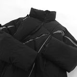 Aidase Irregular Color Block Stand Collar Parkas Men High Street Diagonal Zipper Bubble Puffer Coats Hip Hop Fold Padded Jackets Unisex aidase-shop