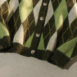 Aidase Japanese Retro Rhombus V-neck Cardigan Sweater Men in Spring Autumn Loose Thickened Sweater Casual Lazy Style Jacket Aesthetic aidase-shop