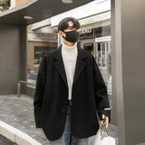 AIDASE  -  Men Black Brown Solid Color Simple Basic Casual Daily Single Button Long Sleeve Suit Blazer Autumn Winter Office Fashion Clothes aidase-shop