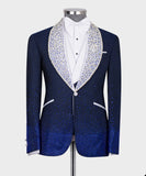 Aidase Fashion Men Wedding Suits Shawl Lapel Tuxedos Beads Pearls 2 Pcs  (Blazer+Pants) Custom Made Prom Evening Party Customized aidase-shop