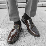 AIDASE  -  Luxury Brand Men's Shiny Leather Shoes High-end Occasions Business Men's Formal Shoes Classic Loafers Brown Retro Shoes aidase-shop