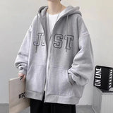 AIDASE  -  Retro American Streetwear Hoodie Jacket Men's Spring Autumn Loose Casual Couple Open Cardigan Fleece Lined Top aidase-shop