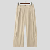 AIDASE  -  Men Pants Solid Color Button Joggers High Waist Casual Trousers Men Streetwear Loose Fashion Male Wide Leg Pants S-5XL aidase-shop