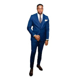 Aidase Elegant Blue Men's Suits Slim Fit Male Clothing One Button Notch Lapel Skinny 3 Piece Jacket Pants Vest Full Sets Wedding Blazer aidase-shop