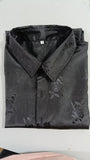 AIDASE  -  Men's Short Sleeve Shirt Casual Fashionable Elegant Jacquard Turn-down Collar Button Half Sleeve aidase-shop