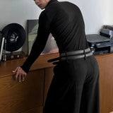 WIAOFELLAS  -  Men Shirt Solid Color Lapel Long Sleeve Zipper Casual Men Clothing Streetwear 2025 Knitted Fashion Unisex Shirts S-3XL aidase-shop