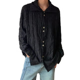 AIDASE  -  Casual High Collar Long Sleeve Shirt Men's Women's French Vintage Placket Shirt New Chinese Folded Texture Base Layer Shirt aidase-shop