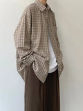 AIDASE  -  Japanese Vintage Plaid Long Sleeve Shirt Men's New Loose Fit Versatile Casual Youth Jacket Autumn Spring Season Ready-To-Wear aidase-shop