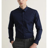 AIDASE  -  Mens Formal Office Wear Dress Shirts Fashion Slim Long Sleeve Wrinkle Free Strech Plus Size Business Casual Shirts for Man aidase-shop