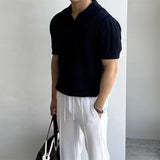 AIDASE  -  Vintage Men's Cool Short Sleeve Polo Shirt, Lapel Breathable Hollow Out Top, Summer Mesh Slim Sleeve Fashion Casual Knit T-shirt aidase-shop