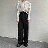 AIDASE  -  Korean Black Suit Pants Men Oversized Fashion Social Mens Dress Pants Loose Straight Wide Leg Pants Mens Office Formal Trousers