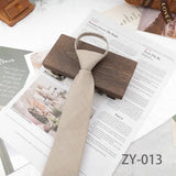 AIDASE  -  8cm British Style Casual Brown Khaki Plaid Clip Ties For Men Adult Polyester Wool Solid Gray Necktie Business Free Knot Lazy Tie aidase-shop