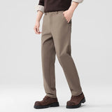 AIDASE  -  Autumn Men Black Khaki Solid Color Straight High Waist Simple Basic Casual Daily Trendy Suit Trousers Male Pants Bottom Clothes aidase-shop