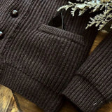AIDASE  -  Autumn Winter New Trendy Sweaters Classic Retro Maillard Pullover Heavyweight Thickened Green Fruit Collar Versatile Cardigan aidase-shop