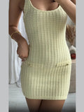 AIDASE  -  Solid Knitted Tight Mini Dress Women Sexy Round Neck Sleeveless Waist Cinched Short Dresses 2025 New Summer Beach Holiday Robe aidase-shop