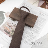 AIDASE  -  8cm British Style Casual Brown Khaki Plaid Clip Ties For Men Adult Polyester Wool Solid Gray Necktie Business Free Knot Lazy Tie aidase-shop