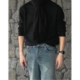 AIDASE  -  Korean Style Elegant Gentleman Crew Neck Sweater Autumn Winter All-Match Slim Knitted Pullover, Business Soft Warm Knit Base Top aidase-shop