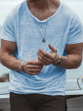 AIDASE  -  Solid Color Basic T-shirts Men Short Sleeve O Neck Casual Tees Shirt Summer Clothes Mens Fashion Loose Pullovers Tops Streetwear aidase-shop