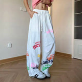 AIDASE  -  American Style Simple Men's Trousers Letter Print Decoration Drawstring Design Loose Hip Hop Casual Male Pants aidase-shop