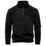 AIDASE  -  Men's Autumn Winter Stand Collar Half Zip Long Sleeve Hoodie Trendy Versatile Men's Fleece Top aidase-shop