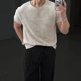 AIDASE  -  Men's Summer Thin round Neck Loose Casual T-shirt Breathable Knitted Short Sleeve American Trend Top aidase-shop