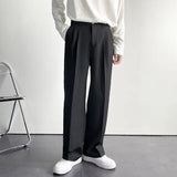 Aidase Men's Luxury Draped Baggy Suit Pants Casual Button-down Solid Color Straight Premium Elegant Dress Pants New aidase-shop