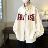 AIDASE  -  Men's Solid Color Long Sleeved Shirt High Street Style Unique Letter Printed Thin Jacket Japanese Loose Casual Male Top aidase-shop